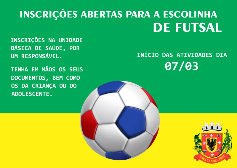 Inscrições para a Escolinha de Futsal de Nova Candelária estão abertas